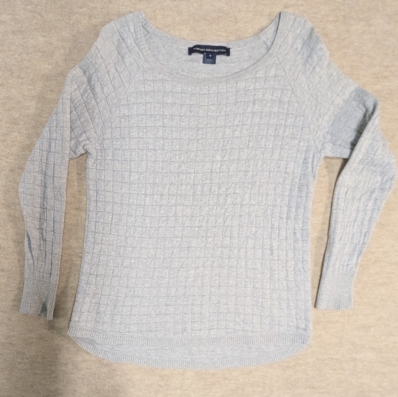 French Connection Sweaters - French Connection Light Gray Quilted Tunic Long Sleeved Shirt Cotton & Linen S